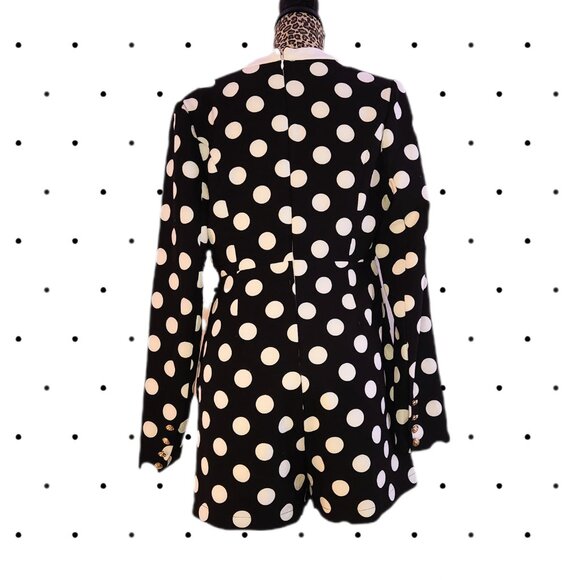 Black and white polka dot 1 piece office outfit with shorts - Picture 5 of 6